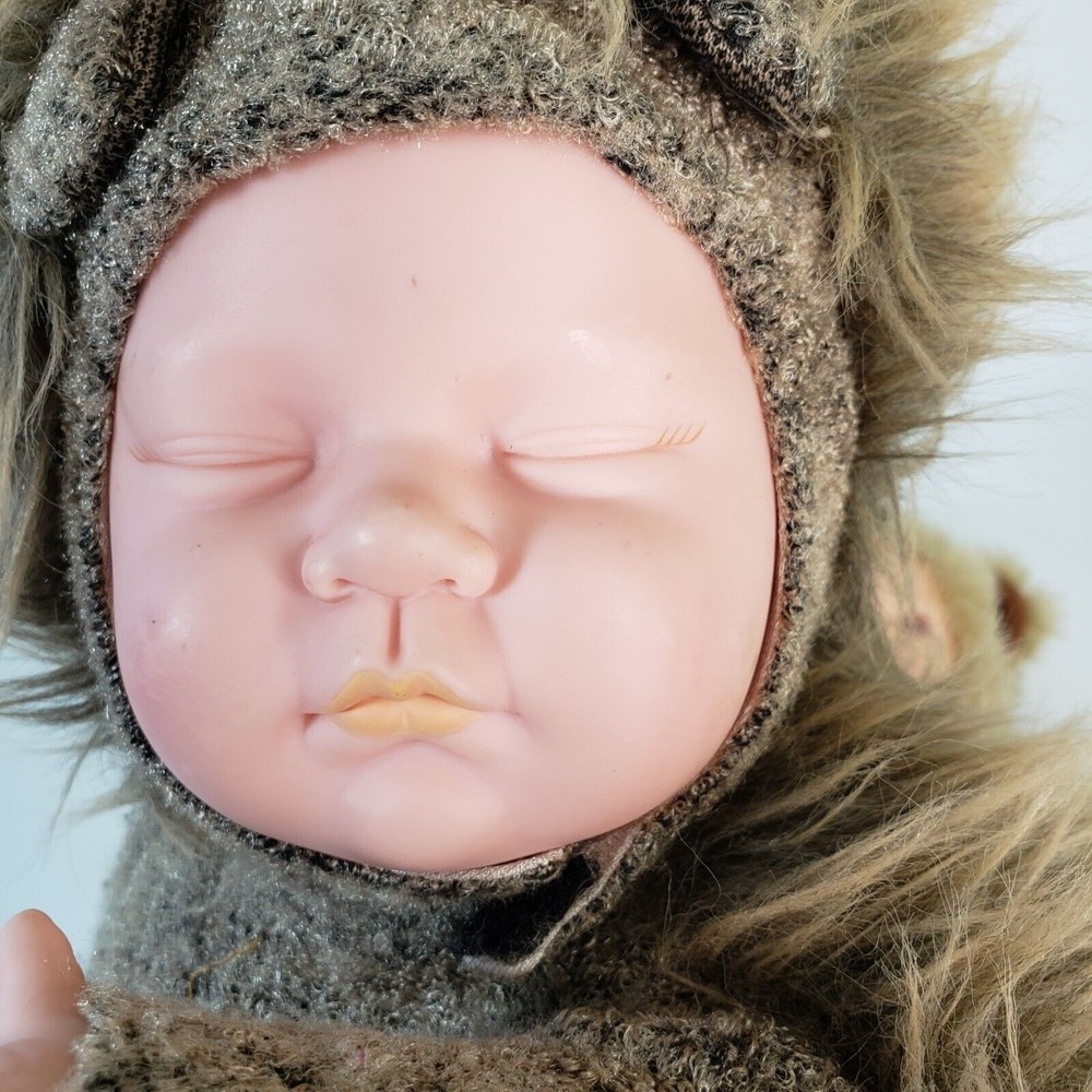 1998 Anne Geddes Sleeping Hedgehog Baby Doll Plush Stuffed Animal Realistic 16"